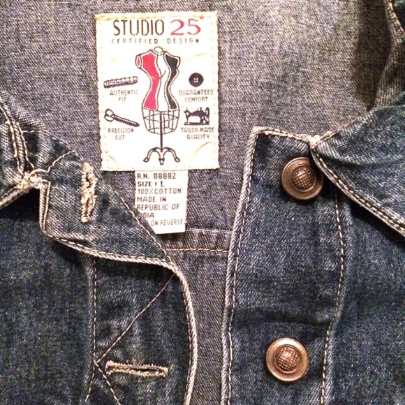 Vintage denim jacket blue jean sleeveless vest Top - Picture 4 of 8